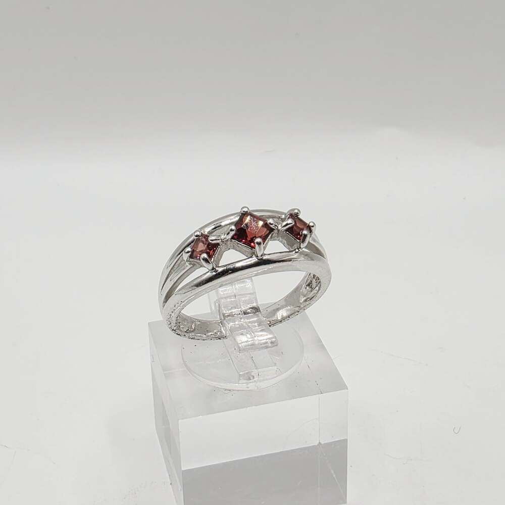 Ross-Simons Sterling Silver Trio Garnet Ring - Size 6